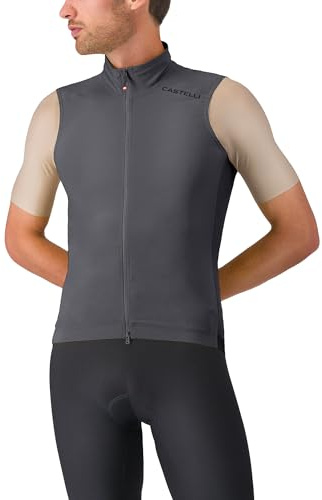 CASTELLI Men’s Espresso 2 Vest, Lightweight Windproof Cycling Vest, Breathable Back, Packable Protection for Cool Weather, Smoky Gray, L