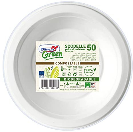DOpla - Ciotole USA e Getta Biodegradabili - Ciotole Carta biodegradabili - Scodelle Biodegradabili - 400 CC - 50 pz