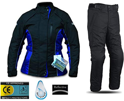 WinNet Completo tuta da moto femminile in cordura giacca e pantaloni per turismo (S)