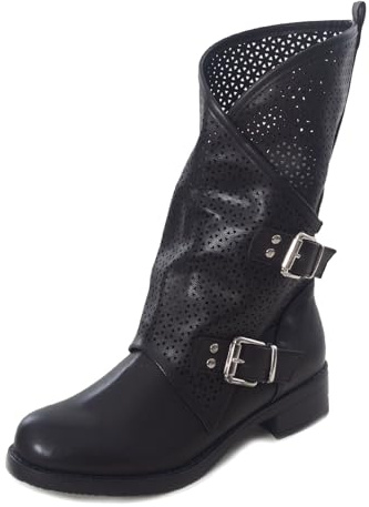 Toocool - Botas bajas para mujer, botas de motorista, botines con hebillas, botas militares SA9907, 38 EU