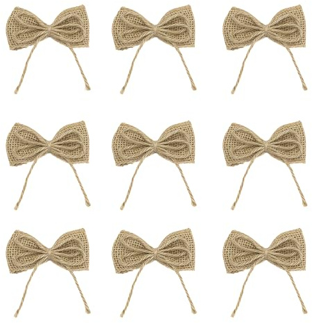 10 Lazos de arpillera Adornos Hechos a Mano rústicos para Bodas Lazos para Manualidades Regalos Regalos decoración para el hogar decoración de árbol de Navidad Suministros para Fiestas