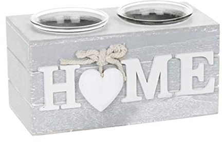 Double Tealight Holder Grey Provence Heart Double Tealight Holder Home Love Candleholders HTUK® (Home)