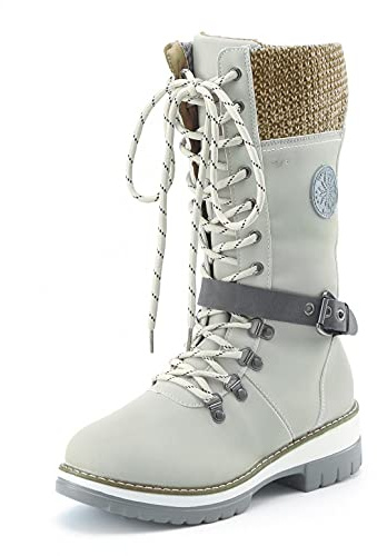 Hbeylia Platform Wedge Combat Boots For Women Military Tacticle Casual Lace Up Chunky Block Mid Heels Non Slip Mid Calf Boots Thermal Winter Snow Boots Motorcycle Riding Tall Boots Long Work Boots