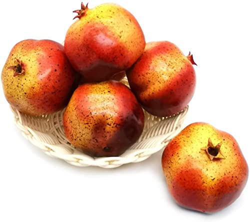 Ulalaza 6 pezzi Frutta finta Melagrana, Modello Artificiale Realistico, Frutta e Verdura Decorative per Fatto a Mano, Decorazione per Casa, Cucina, Festa, Ornamento da Scrivania