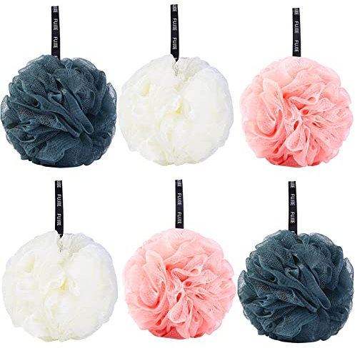 6PCS Fleurs de Douche, XOPOZON Éponges de Bain Exfoliantes, Bain de Mousse Loofahs Brosse À Nettoyer, Douche Éponge pour aux Hommes et aux Femmes pour Exfolier et Accessoires Douche