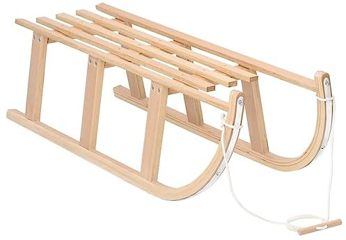 vidaXL Schlitten Rodel Davoser Holzschlitten Schneeschlitten mit Zugseil für Wintersportarten Skifahren Outdoor 110x40x34cm Sperrholz