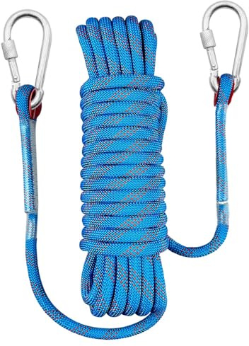 Corda arrampicata, 10M Corda da Arrampicata con Moschettone per Esterni Adatto All'arrampicata Campeggio Salvataggio All'avventura(Diametro 10mm)