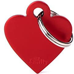 MyFamily Medaglietta per Cane Personalizzata, A Forma di Cuore Piccolo, Targhetta Cane con Incisione Gratis, Smaltata a Mano in Metallo, Collezione Basic