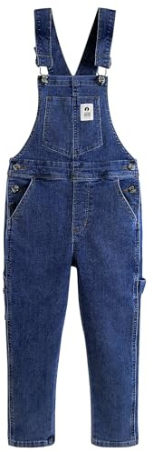 KIDSCOOL SPACE Girls Jeansoveraller Höga elastiska jeansbyxor för små stora barn Mediumblå 10-11 år