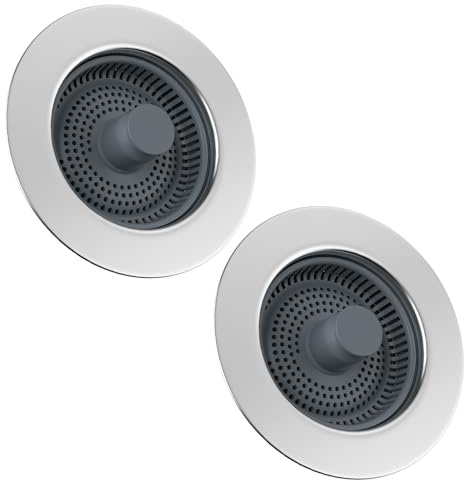 Hibbent 2 Piezas tapón Fregadero, 3 en 1 tapón Fregadero, Universal Fregadero desagüe colador, Fregadero desagüe tapón -Profundidad del Fregadero>22mm
