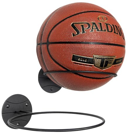 PUERSI Basketball Holder Wall Mount 2 Pack, Ball Display Stand Storage Black Metal, for Soccer Football Volleyball Teen Boy