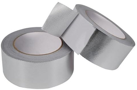BITHAI 2pcs Glass Fibre Aluminium Foil Adhesive Tape, Duct Insulation Tape High Temperature Heavy Duty Metal Tape Reinforced Aluminum Foil Tape Waterproof Tape, Silver 30mm*20m (50mm*20m)