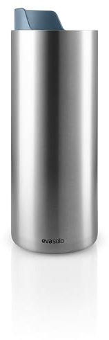 EVA SOLO | Urban To Go Becher 0,35 L Dusty Blue | Doppelwandiger Thermobecher mit Vakuumisolierung | Spülmaschinenfester Becher mit praktischer Halteschlaufe und Klickdeckel | Staubiges Blau