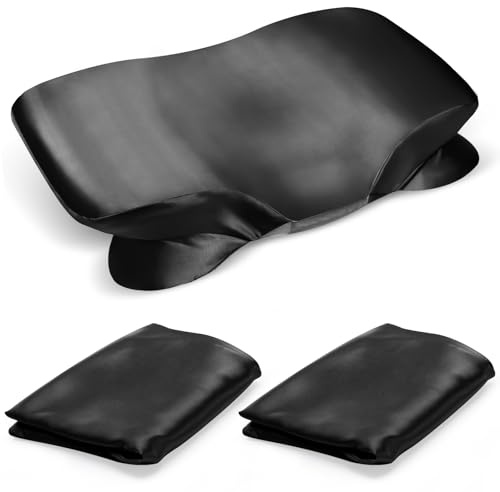 Paquete de 2 Fundas de Satén para Almohadas de Espuma Viscoelástica, Fundas de Satén para Almohadas Ergonómicas, Suaves, con Cremallera Invisible, Color Negro