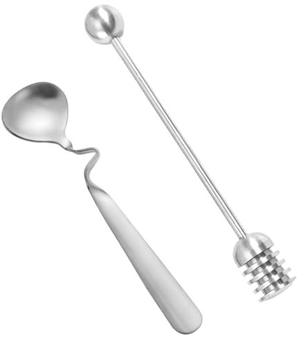 Alriedy Cucchiaio da miele in acciaio inox, 2 cucchiai per miele, yogurt, sciroppo, ideale come Honey Spoon, cucchiaio da miele di alta qualità WMF, pratico cucchiaio da marmellata in vetro