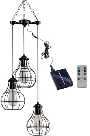 AYTPU Solar Powered Led Chandelier Lights Outdoor Waterproof Hanging, Solar Light for Shed Interior, Gazebo, Home, Garden, Backyard, Pergola, Tree, Canopy, Window Decor (3Pcs LED Bulb)