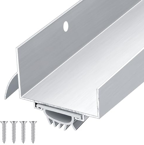 MorningRo 1 Pcs 1-3/4 x 36 U Shaped Aluminum Door Sweep for Bottom of Door with Drip Cap Screw-on Metal Weather Stripping Seal Draft Stopper Threshold for Exterior Front Doors (Silver)