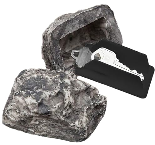 Fake Rock Key Hider – Waterproof Outdoor Hidden Key Holder for Car, House, and Spare Keys – Realistic Design for Yard, Garden, and Camping (Black)