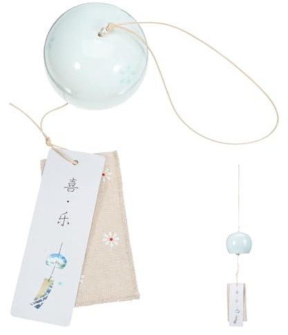 Hemobllo Scacciapensieri in ceramica giapponese, decorazione con fiori di ciliegio, piccolo, fatto a mano, per feste creative, regalo per giardino, terrazza, finestra, interno