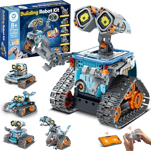 Sillbird Technic Robots pour Enfants, 5 en 1 Robot Jouet avec App & Télécommande, Robotique Programmable STEM, Idées Cadeaux pour Garçons de 8 9 10 11 12+ Ans (473 pièces)