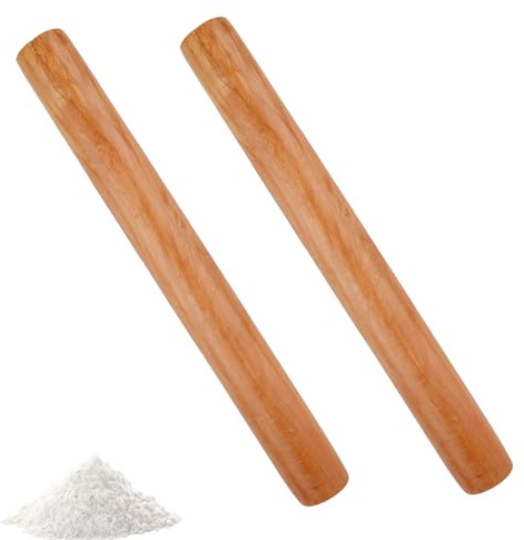 2 PCS Wooden Rolling Pins, Cylindrical Rolling Pin for Baking Smooth Rollings Pin, Dough Roller Pins Suitable for Dough Baking Pastry Making Pizza Bread and Cookie 30 X 2.7cm