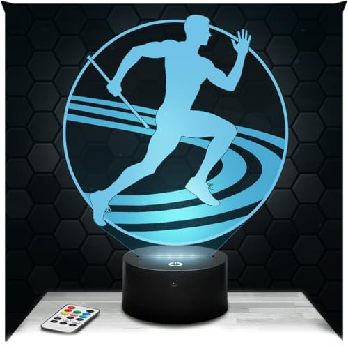 Lampephoto.fr - Lámpara 3D Atletismo Deporte Competición Luz Nocturna Táctil Led, Efecto Holograma 3D, Idea Regalo Navidad Cumpleaños Hombre Mujer, Objeto decoración habitación