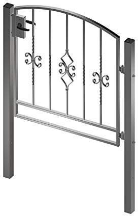 Gartentor Komplett Set Metalltor Gartentür Pforte Hoftür inkl. Pfosten (Stichbogen)