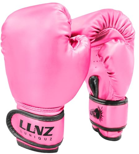 Luniquz Boxing Gloves for Kids Youth, 4 6 8 oz Pink Punching Bag Gloves for Girls Sparring, 6 oz Pink