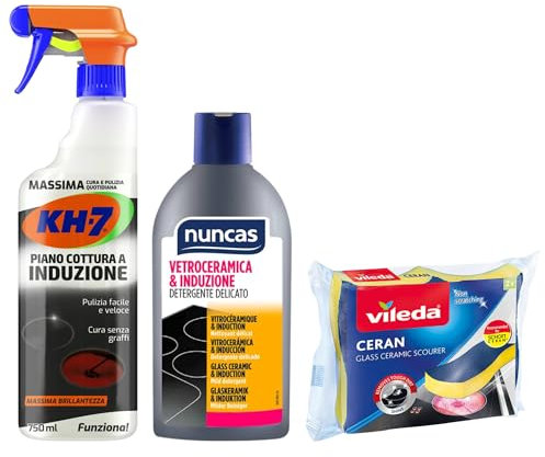 SET PULIZIA PIANO INDUZIONE : KH-7 PULITORE PER PIANO COTTURA 750 ML + NUNCAS VETROCERAMICA&INDUZIONE+ VILEDA CERAN CONFEZIONE DA 2 PZ