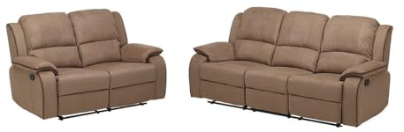 Vente-unique - Canapés 3 Places et 2 Places Relax en Microfibre Hernani - Taupe