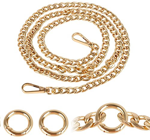 GOTFUN Taschenkette 120cm/47.2in Metall Kette Trageriemen Kette Handtaschenketten Trageriemen mit Karabinerring Taschen Ketten für Tasche Handtaschenkettenriemen Taschen Damen Handtasche (Gold)