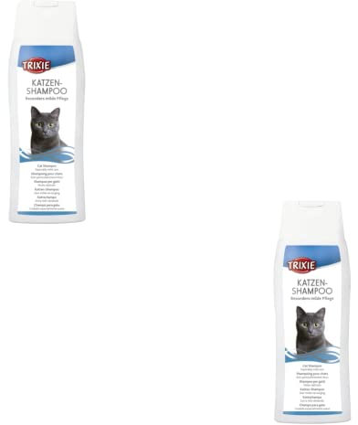 TRIXIE Katzenshampoo | Doppelpack | 2 x 250 ml | Besonders milde Pflege für Katzen Aller Rassen | Mit Kamillenextrakt zur Unterstützung der Haut | Revitalisierendes Shampoo