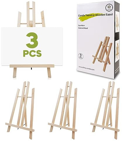 CONDA 3-Packung 30cm Tischplatte, Tragbar A-Rahmen Stativ Tischplatte Staffelei Set für Malerei Partei & Anzeigen Leinwände, Fotos, Anzeige Stativ Halter Stand für Studenten Kinder Angehende Anfänger