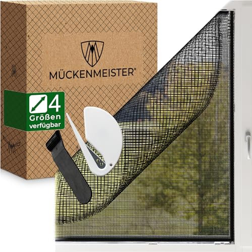 MÜCKENMEISTER® Moustiquaire Fenetre (170x180cm, Noir) en Fibre de Verre - Moustiquaire - Moustiquaire Fenetre sans Percage - Moustiquaire avec Bande Adhésive - Filet Moustiquaire