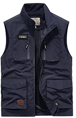 MeiLayM Herren Outdoor Weste mit Vielen Taschen Ärmellose Anglerweste Leicht Atmungsaktiv Ärmellose Jacke Jagd Fotografie Camping Sommer Multifunktionsweste Nylon Angeln Weste