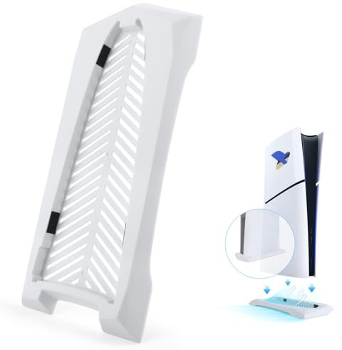 RongZy Soporte Vertical para PS5 Slim con Alfombrilla de Silicona Antideslizante Base de Soporte para PlayStation 5 Slim Edición Digital(Blanco,Edición Digital)