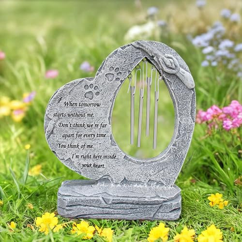 Pietre commemorative per cani con impronte di zampe, con campanelli a vento, regalo commemorativo per la perdita del cane, regalo commemorativo per animali domestici, lapidi per cani, per giardino