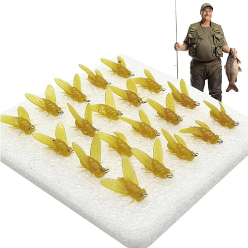 Leurre de pêche simulé, appât de pêche simulé, 20 appâts pour mouches sèches, jeu de leurres Panfish, appâts pour mouche sèche, appâts pour mouche réaliste, fournitures de pêche colorées, leurres pour