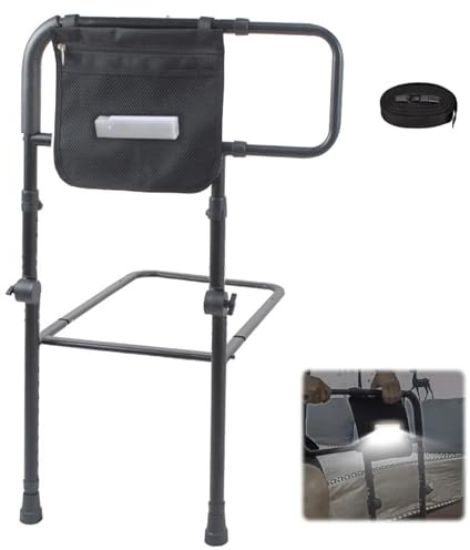 JAOGAUS Letto di supporto con gamba di prolunga, maniglia per letto in piedi, supporto per il letto, supporto per alzarsi, altezza regolabile in altezza, protezione laterale regolabile da 43 a 59 cm