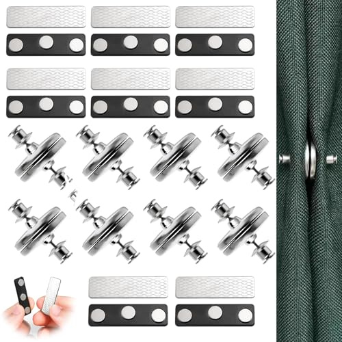 16Pairs Curtain Magnets, Shower Curtain Magnets, Magnetic Curtains Clips, Blackout Blind Accessory, Magnetic Buttons for Curtains, Ideal for Bedroom, Office, and Shower Home