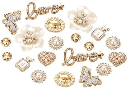Lot de 20 breloques de chaussures amovibles pour sabots, breloques décoratives de chaussures, motif fleur en cristal, amour, papillon, cœur, accessoires de chaussures pour femmes et filles, taille