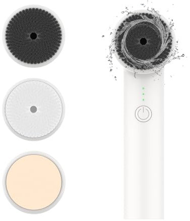 Facial Cleansing Brush, Electric Face Brush Exfoliator with 3 Heads, Spin Face Scrubber for Home Travel Daily Cleansing, Exfoliating Face Wash Brush for Men Women Girls