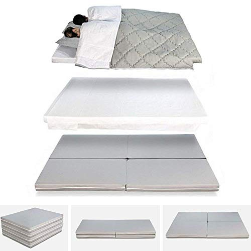 EVERGREENWEB - Materasso Singolo e Matrimoniale 4 in 1 - Pouf - Futon Pieghevole SalvaSpazio in Waterfoam, Sfoderabile Lavabile, Letto con 2 Trapunte + Doppio Kit Biancheria in Cotone Naturale Offerta