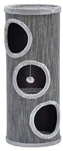 nanook Katzen Kratztonne Kratzbaum Tower 100 - XL 40 cm Ø - mit großen Öffnungen - Höhe 100 cm - grau - stabil