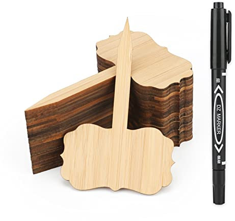 KINGLAKE 30 Etichette di bambù per piante Etichette da giardinaggio, adatte per etichettare semi, piantine, verdure, piante-poligono