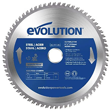 Evolution Hoja de sierra de 210 mm M210TCT-50MS de Evolution para cortar acero dulce: la hoja de sierra de metal con punta de carburo y 50 dientes no genera calor, rebabas ni chispas