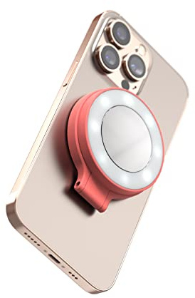 ShiftCam SnapLight – LED selfie-ringlampa med fyra inställningar för ljusstyrka och inbyggt batteri – magnetiskt fäste fästs på vilken telefon som helst – vändbar design | Rosa Pomelo