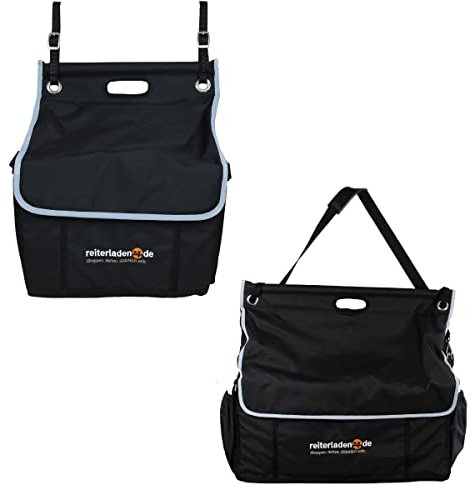 RL24 - Boxentasche für Pferde | Putztasche für die Box | Putzzeug-Aufbewahrung zum Aufhängen | in Schwarz & ohne Inhalt | Putzbeutel mit 2 Gurten | Pferdezubehör für die Pferdepflege | 45 x 55 x 20 cm