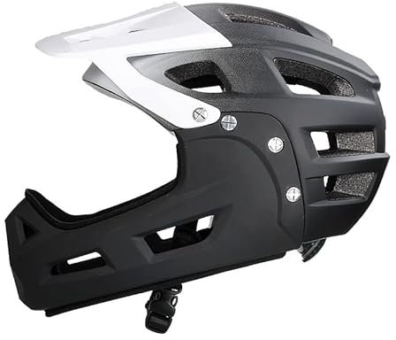 Casco da Mountain Bike leggero Full-Face per Adulti con visiera parasole, casco traspirante con 18 porte di ventilazione, casco da bicicletta per uomo donna -White
