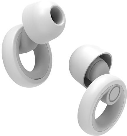 JAYINE Ear Plugs for Sleep, Reusable Soft Silicone Earplugs Hearing Protection, Ear Plugs Noise Cancelling 30dB for Sleeping, Work, Cafes and Travel - Ear Tips in XS/S/M/L - White
